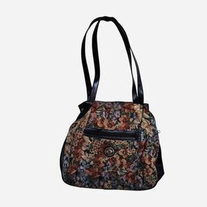 90s grunge whimsigoth floral tapestry bag
